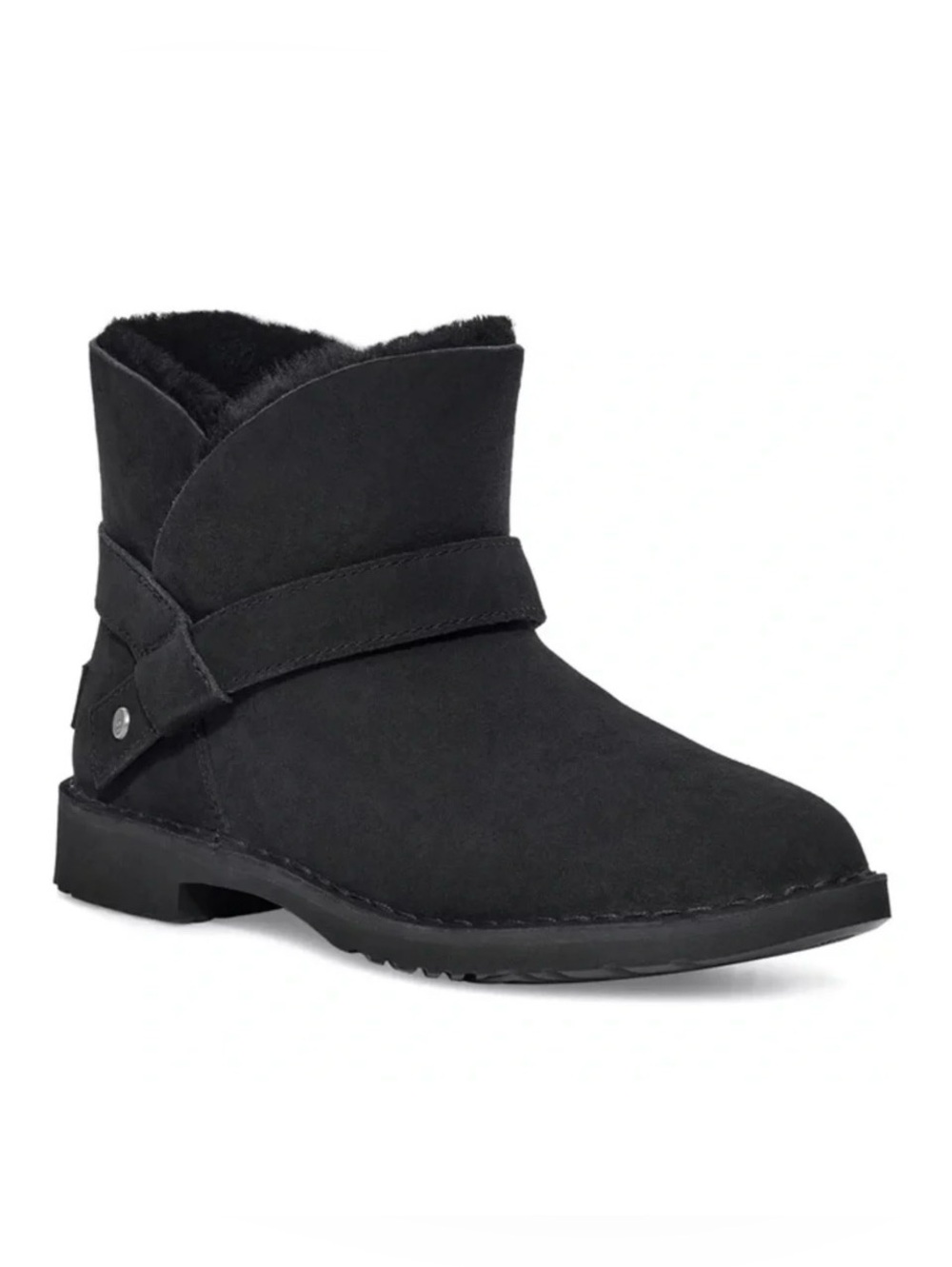 UGG Zariyah Water Repellent  Booties Suede Shearling Black 6.5 MSRP $240 NWOB